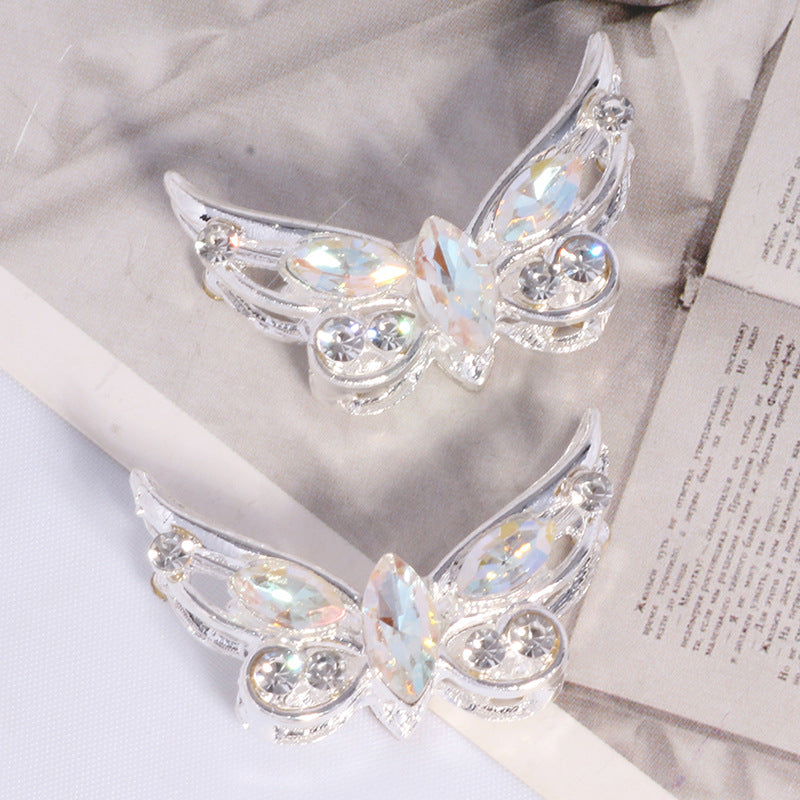 Wholesale 2PCS/Pack Alloy Stereo Small Butterfly DIY Straight Hole Beads Cute Decorative Mobile Phone Chain Key Chain Bag Chain Accessories